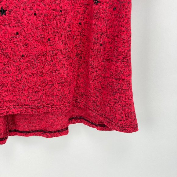 Sweet Clarity Red Black Beaded Floral Shirt M - Picture 3 of 9